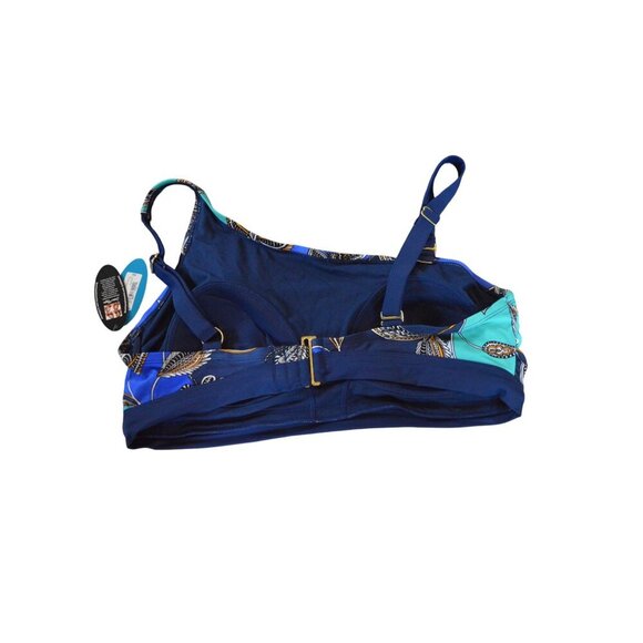 Boutique Swimwear Blue Paisley Print Plus Size 1X Asymmetrical Bikini Top - Picture 4 of 4